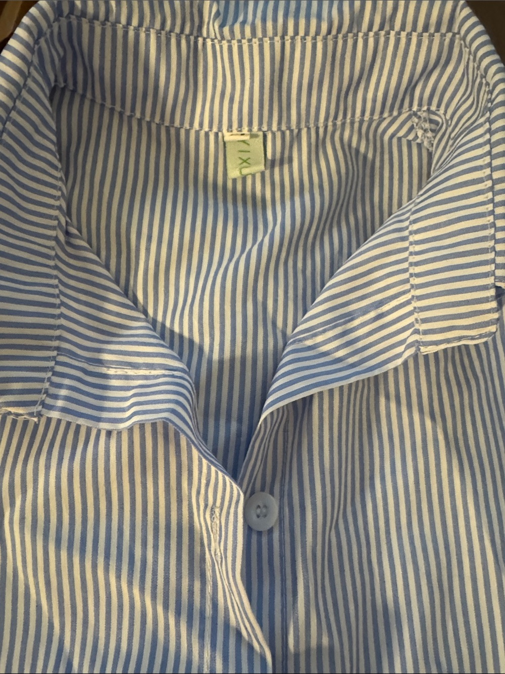 Light Blue & White Striped Button-Down Blouse by